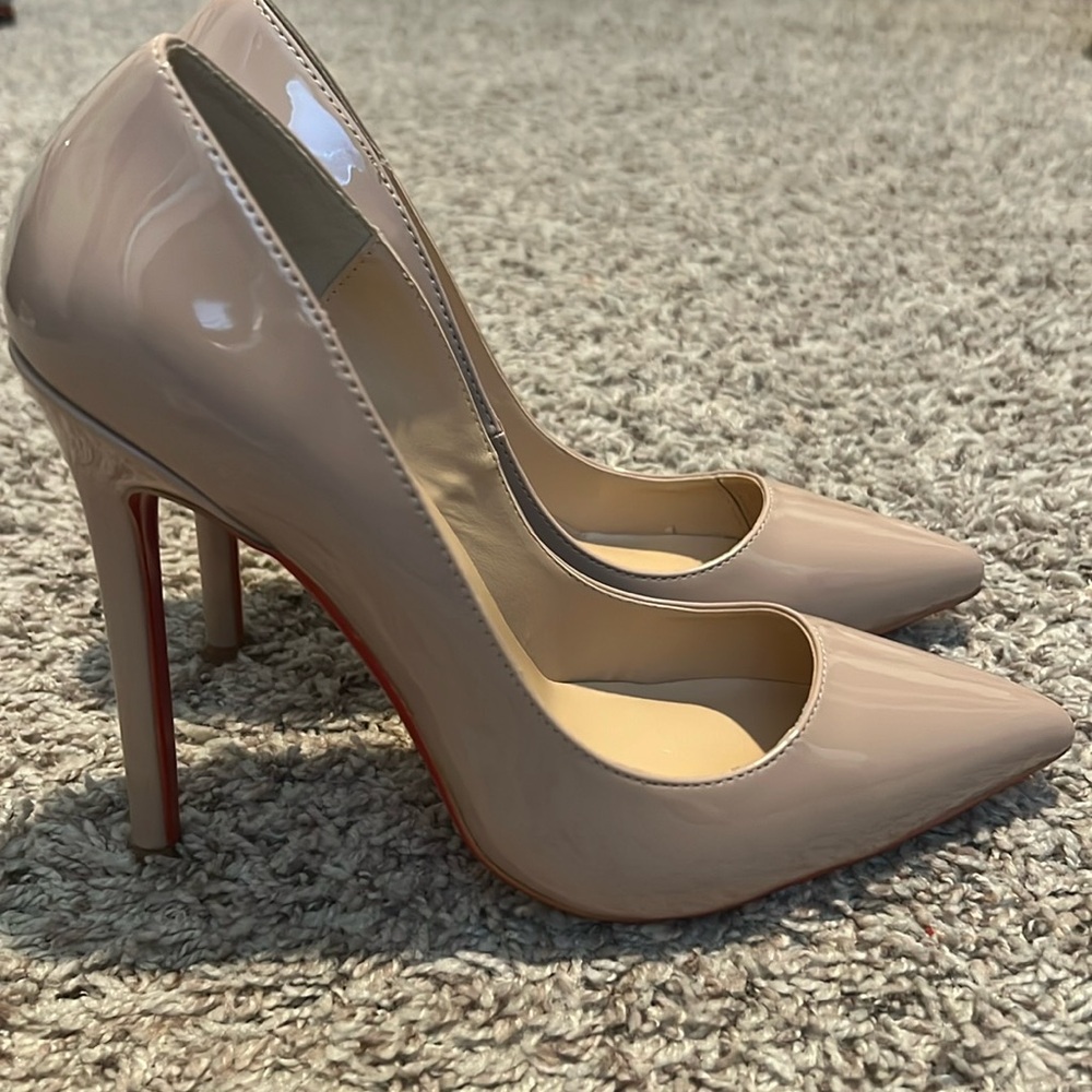 Patent leather like heels